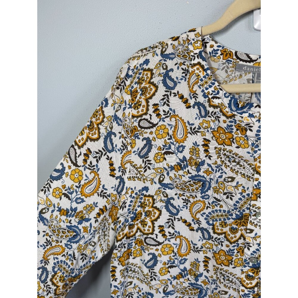 Daniel‎ Rainn Womens Floral Popover Blouse Size XL V-Neck Boho Garden Party - Picture 3 of 11
